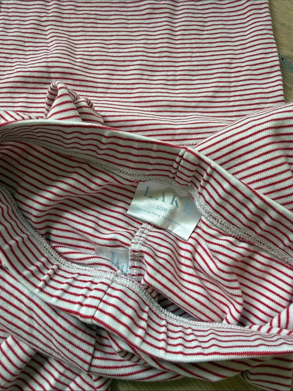 LAKE Pajamas Kids’ Red Stripe Pajama Set - Classic Long Sleeve & Pant, Size 6